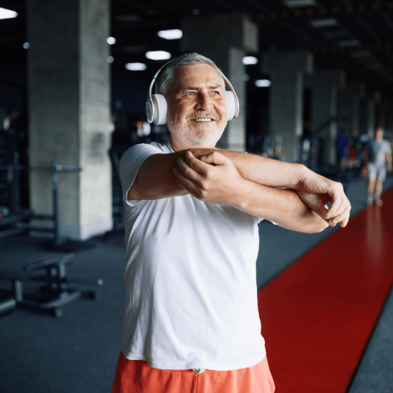 A man exercising while listening to music