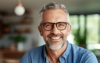 mature man smiling after finding grey matters
